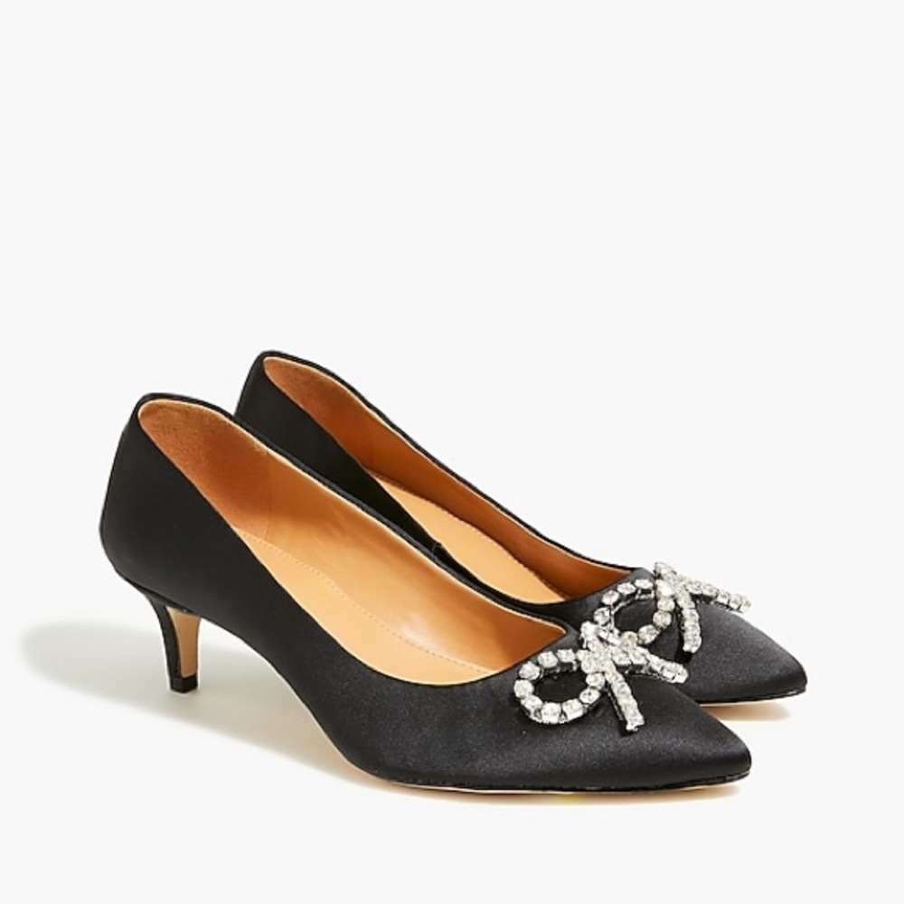 J Crew Factory Crystal Bow Kitten Heels